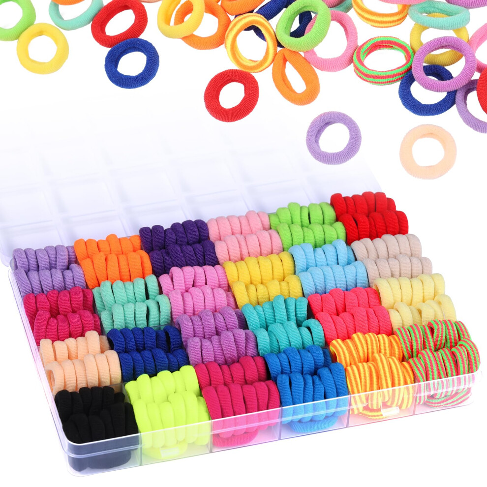 Funtopia 360 Pcs Baby Hair Bandsï¼Funtopia Hair Bobbles For Girls, Colorful Baby Hair Ties Seamless Elastic Hair Bands For Kids Baby Girls Toddlers(2Cm In Dia