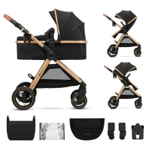 Kinderkraft ESME 2-in-1 Stroller up to 25kg, carrycot converts to Pushchair in 3 Moves, Travel System adapters Included, Puncture-Proof Sprung Wheels