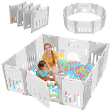 Dripex Baby Playpen for Baby and Toddlers, Large Folding Baby Pen with Adjustable Shape Plastic Playpen, Extended Sturdy Foldable Play Pen and Baby F