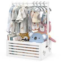 BAMBOOHOMIE Baby Shower Crate Closet, Shower Party Basket with Hangers Handle, Bamboo Gift Crate Box, Welcome Gift Basket for Newborn Baby, Pregnancy