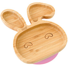 bamboo bamboo Baby and Toddler Plate with Suction Cup for Feeding and Weaning, Bunny Shaped Bamboo Plates with Secure Suction for Babies from 6 Month