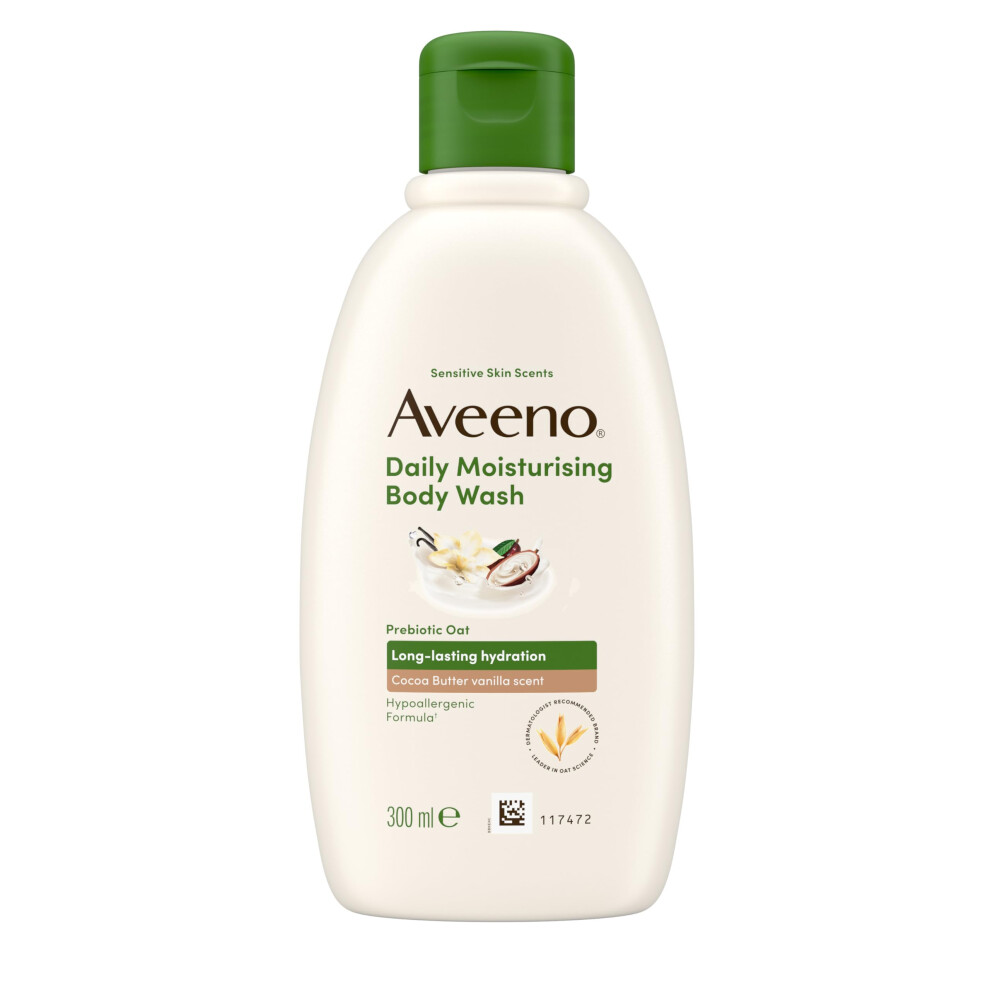 Aveeno Daily Moisturising Cocoa Vanilla Body Wash For Sensitive Skin 300Ml - Image 3