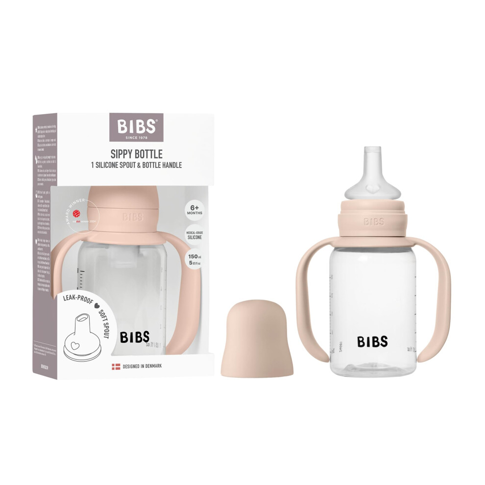 Sippy Bottle, 150 Ml, Easy-Grab Handles & Silicone Spout, Leak-Proof, Sippy Cup For Toddlers, Bpa-Free, 0+ Months - Blush Bibs