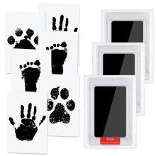 Vicloon Baby Handprint and Footprint Kit, Baby Hand and Footprint Kit with 3 Inkless Ink Pads and 6 Imprint Cards, Paw Print Set for Pet, Family Keep