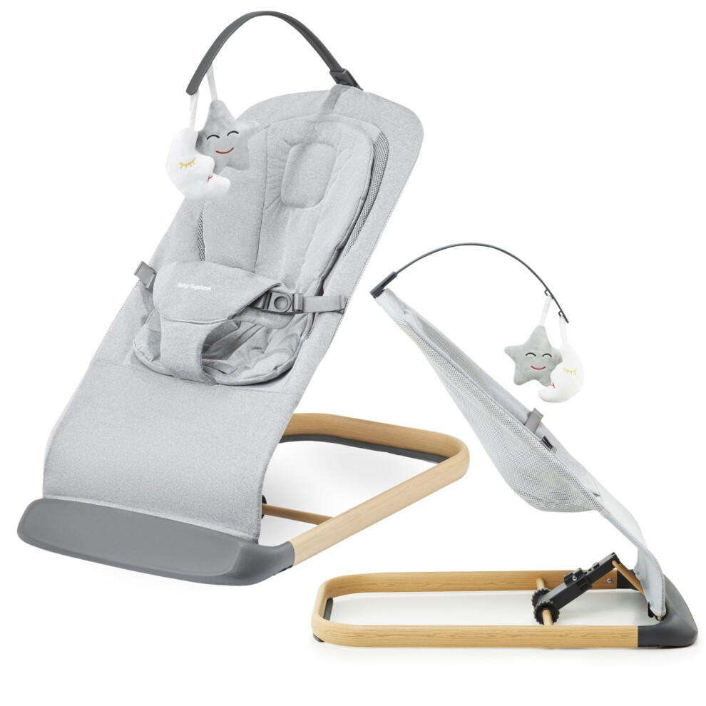 Foldable Baby Bouncer & Rocker Chair 6 Months Plus 2 In 1 - Adjustable Baby Bouncy Chair With Removable Mattress, 3-Position Tilt - Comfo Moby-System
