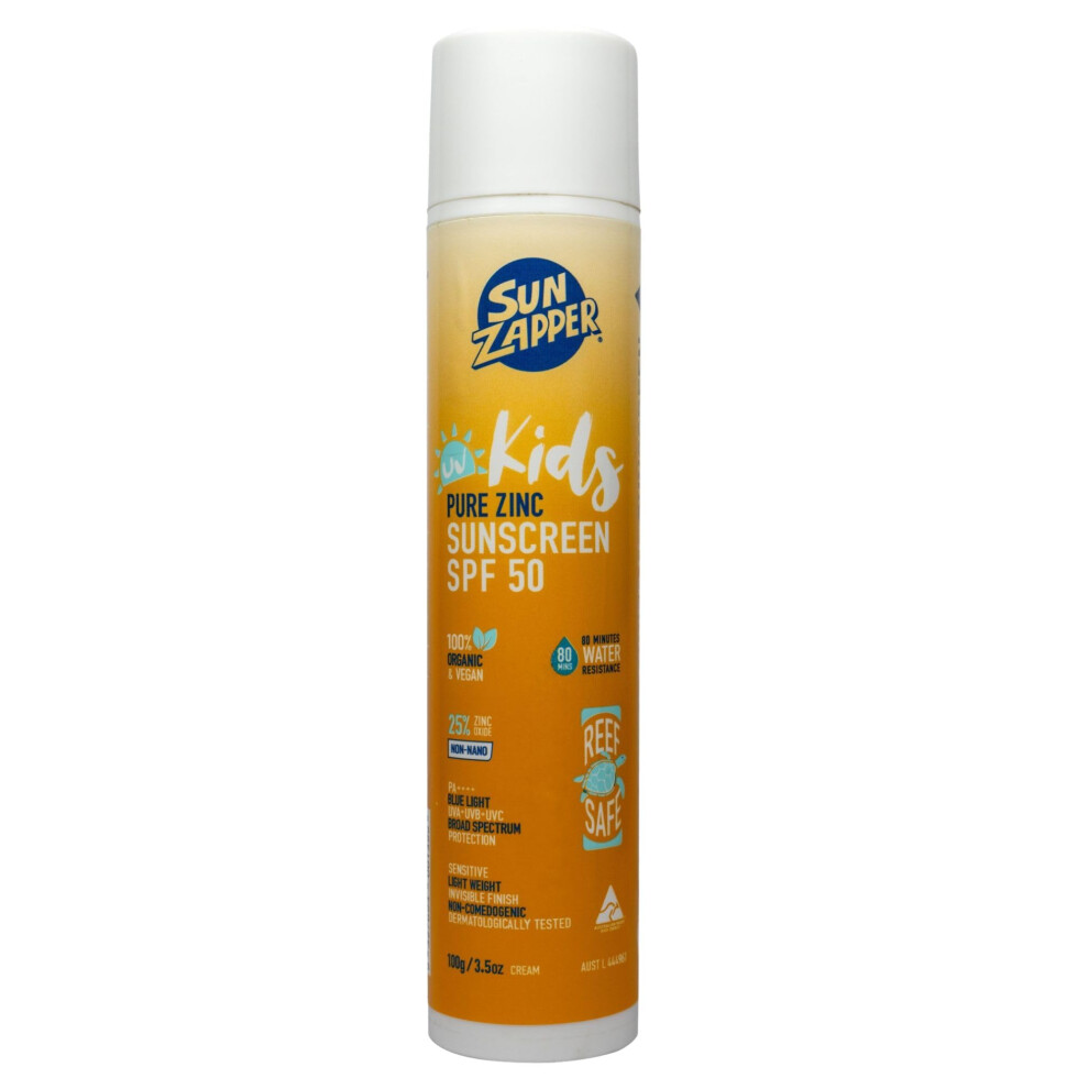 Sun Zapper Pure Zinc Kids Mineral Sunscreen Spf 50 Natural Kids Sun Cream, No Chemicals & Made In Australia