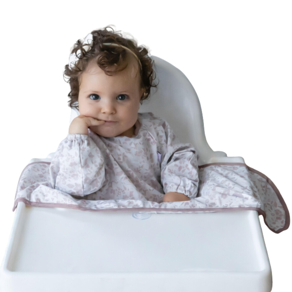 Cover & Catch Weaning Bib With Sleeves. Attaches To Highchairs With Suction For Mess Proof Baby Feeding. Waterproof Long Sleeved Bibs Tidy Tot