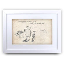 HWC Trading Winnie the Pooh Care to Much A4 Framed Printed Quote Nursery Print Baby Shower Room Gifts New Born Bedroom Gift Print Photo Picture Displ