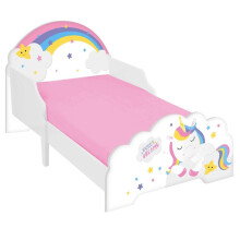 URBNLIVING Wooden Toddler Infant Child Kids Bed with Protector Safety Guard (Unicorn)