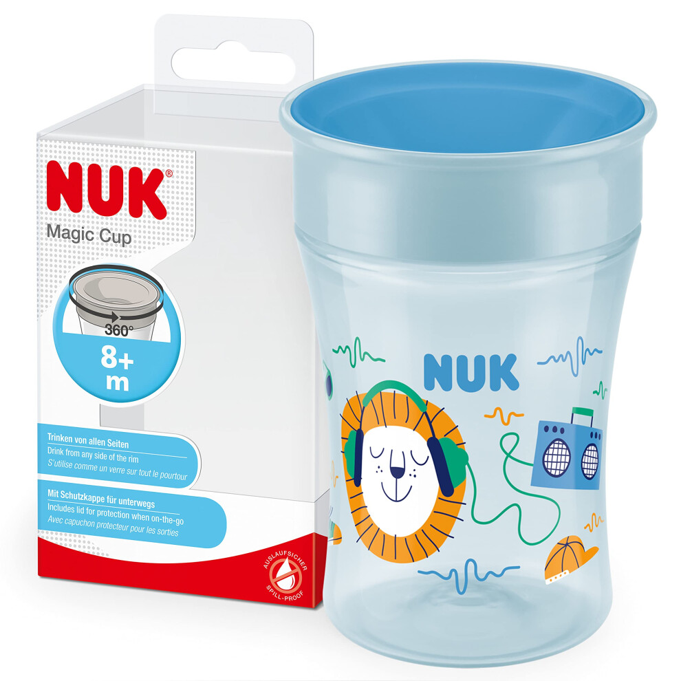 Magic Cup Sippy Cup | 360 Anti-Spill Rim | 8+ Months | Leak-Proof & Bpa-Free | 230 Ml | Hedgehog Blue Nuk