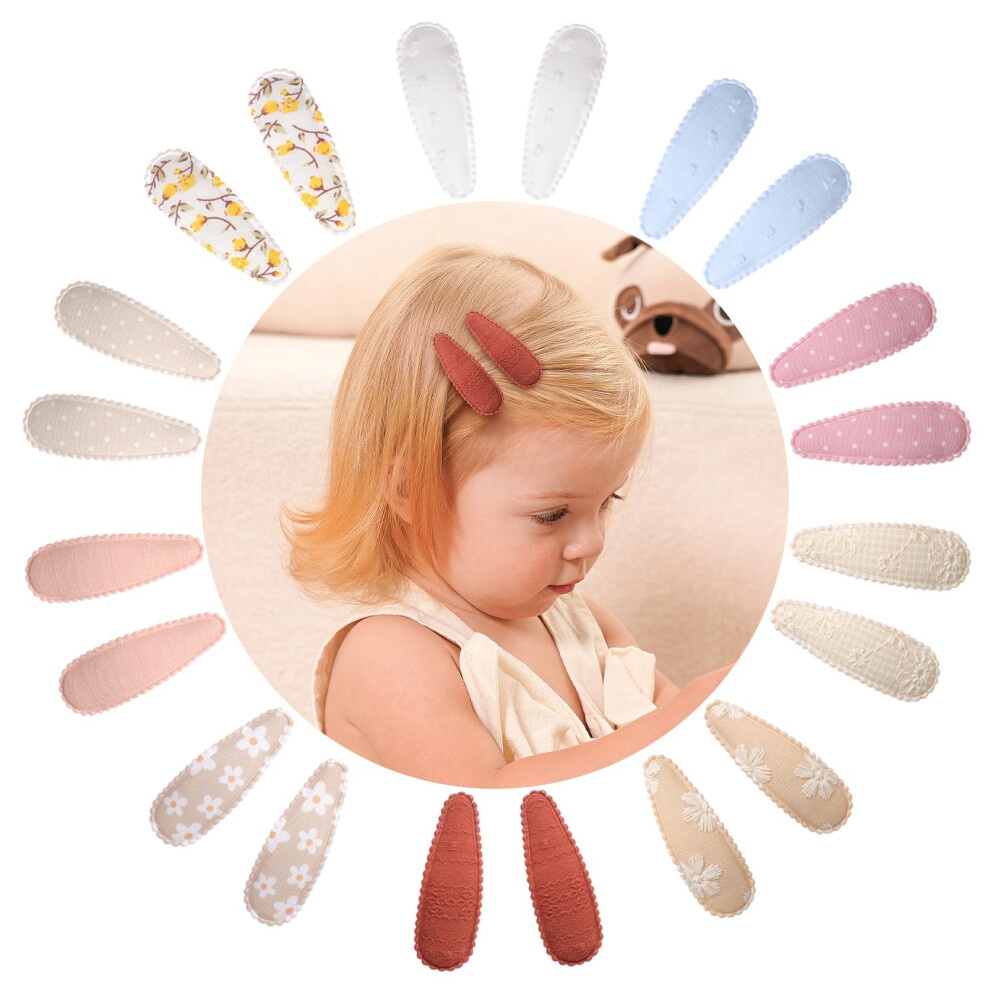 20Pcs 2.2" Toddler Hair Clips Baby Girl Hair Bows Clips Floral Print Non Slip Wrapped Snap Hairpins Flower Clips For Hair Barrettes Hair Accessories Dooboi