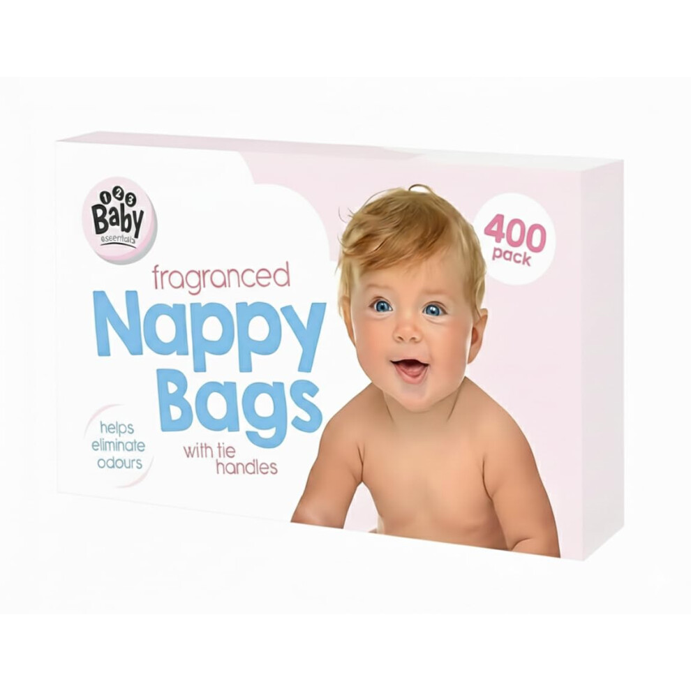 Nappy Bags 400 Pack, Scented Nappy Sacks With Tie Handles, Leak-Proof & Lightweight Baby Nappy Disposal Bags For Home And Travel Gem Imports