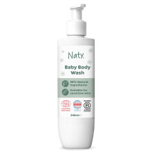 Naty Baby Body Wash 240ml – Natural Origin, Tear Free, Fragrance Free, SLS/SLES free, Dermatologically Tested, Vegan, COSMOS Natural Certified, For