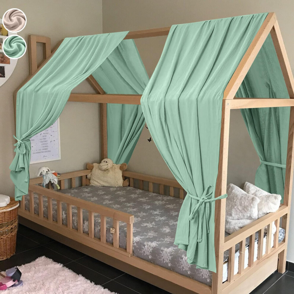 Hotut Extra Wide Princess Bed Canopy, 2Pcs Large Children Bed Canopy, 100% Cotton Girls Mosquito Net, Kids Princess Play Tents Nursery Room Decoratio
