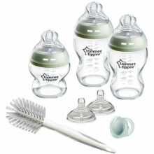 Tommee Tippee -Baby Bottles, Natural Glass Starter Set for Newborn, Anti-Colic Bottles (150 ml and 250 ml), Breast-like Teat, Self-Sterile, Accessori