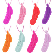 GNAWRISHING Chew Necklaces for Sensory Kids 8 Pcs Sensory Chewy Toys for Autism Girl, ADHD Toddler, Adult(8pcs Feather Shape for Girl)