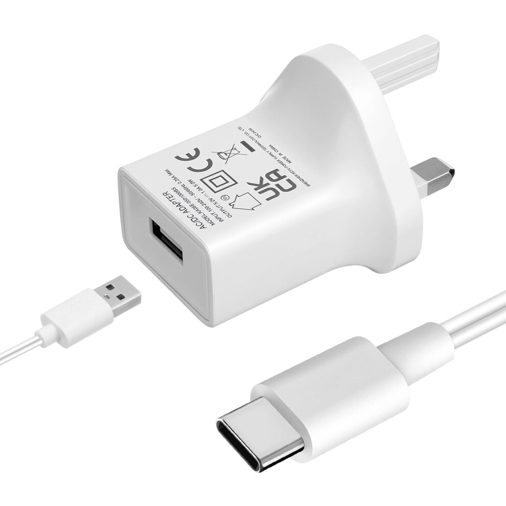 Baby Camera Monitor Charger - Type C Switching Adapter For Parent Unit, 5V/1000Ma Output, Uk Plug With 2.5M Cable Compatible With Type C Port Mypin