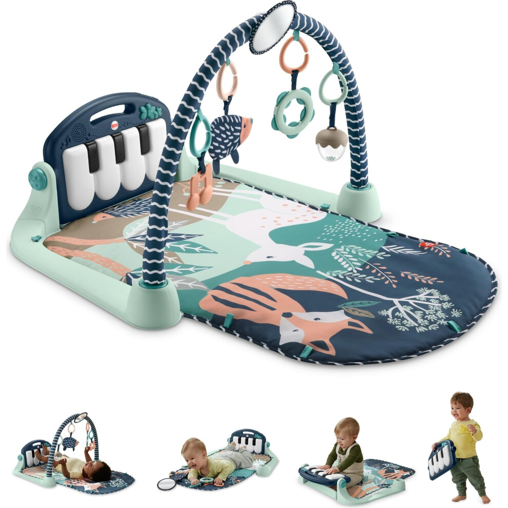 Fisher-Price Kick & Play Piano Gym Baby Playmat, Musical Infant Activity Gym With Removable Piano, Sensory Toys & Tummy Time, Newborn To Toddler 0–1