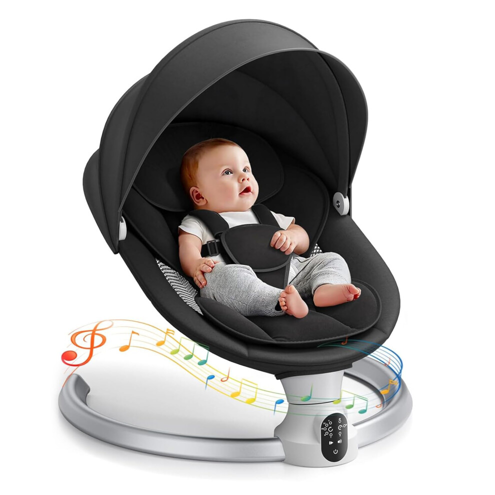 Electric Baby Swing For Infant, Baby Bouncer From Birth With Bluetooth And App,5 Speeds 3 Timers, Removable Seat Cushion, Newborn Toddler Ch Fdlscpem