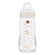 MAM | Easy Active Bottle 6+ Months, Sand (330 ml), with Silicone Teat, Ultra Fast X-Speed, Airtight Seal