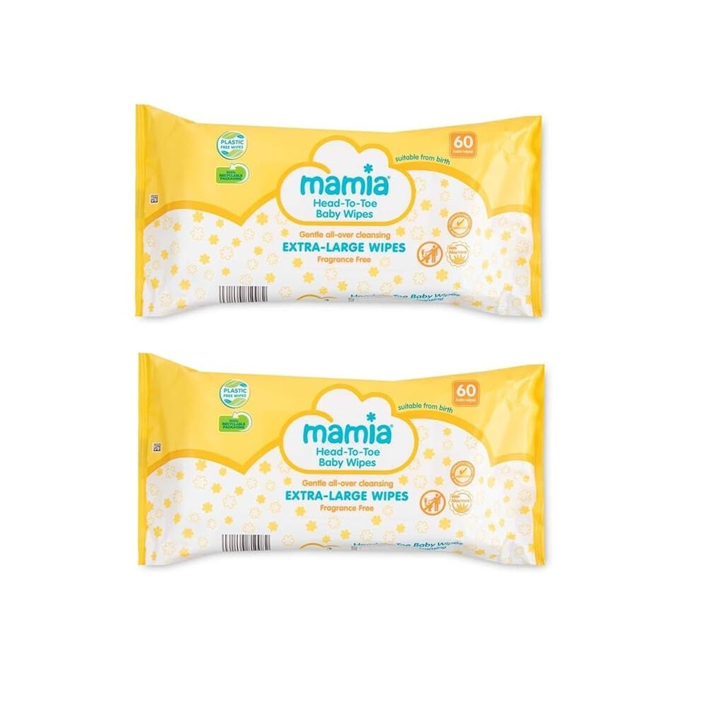 2x Mamia Extra Large Head to Toe Wipes 60 Pack
