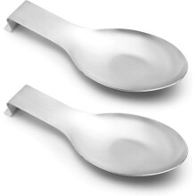 Stainless Steel Silver Spoon Rest for Kitchen Counter Cooking Utensil Rest Spoon Ladle Holder for  Large Size  9.61 x 3.74 Inch(2PCS)