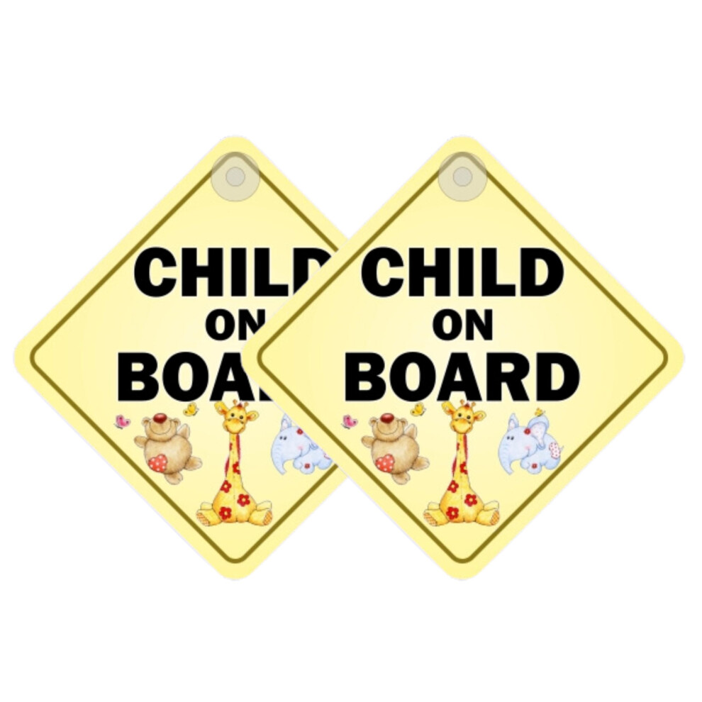 Tek Automotive Child On Board Car Sign Â Twin Pack, 14X14cm Screen Printed Vinyl, Baby On Board Sticker For Car, Window Stickers For Cars, Easy Fit 5002599129976