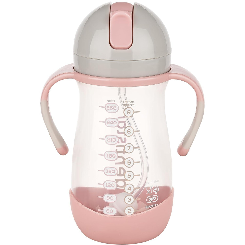 Straw Cup 260 Ml - Baby Bottle With Dynamic Straw From 6 Months - Leak-Proof Baby Drinking Bottle With Non-Slip Handles Including Cleaning Dentistar