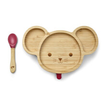 Tiggi Bamboo Baby Suction Plate - Complete Weaning Set | Strong Suction, BPA-Free | Eco-Friendly Bamboo Plates Baby | Ideal Baby Suction Plate for Ea