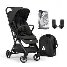 Hauck Fly N Care, Black - Cabin Approved, Ultra Compact & Light Travel Pushchair (7.5kg) with One Hand Fold, Carry Strap & Bag, Seat Liner, Car Seat