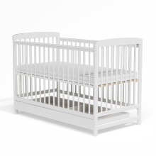 MEICI BABY 3-in-1 Wooden Baby Cot Bed with Drawer,Baby Crib,Convertible Baby Bed with Teething Rail,3 Adjustable Bed Base Positions ,Deluxe Al