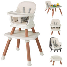 Maxmass 6 in 1 Convertible Baby High Chair, Highchair Converts to Table & Chair Set, Infant Feeding Chair with Harness, Removable Tray, High Chairs f