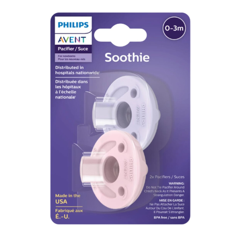 Philips Soothie Pacifier, 0-3 Months, - By Philips Pink/Purple Avent