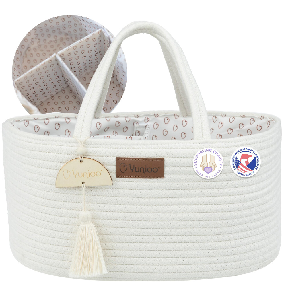 Nappy Caddy Organiser, Baby Caddy, Portable Diaper Changing Bag, Nursery Storage Basket With Sturdy Handles, Removable Dividers, Ideal For Bab Yunioo