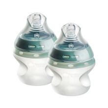 Tommee Tippee Natural Start Silicone Baby Bottles for 0m+, 2X 150ml Baby Bottles, with Slow Flow Breast-Like Teat for a Natural Latch, Self-Sterilisi