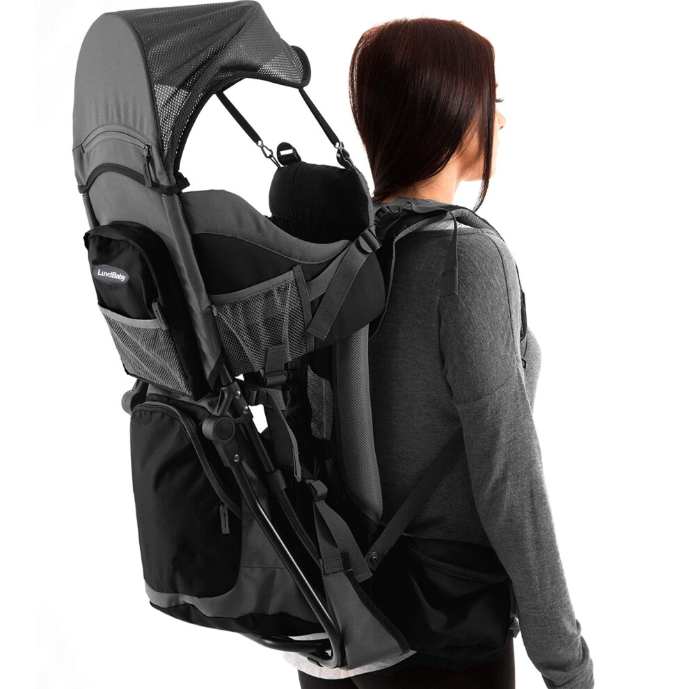 Hiking Baby Carrier Backpack - Comfortable Toddler/Baby Backpack Carrier System With Diaper Change Pad, Insulated Pocket + Rain And Sun Hood To Prote Luvdbaby