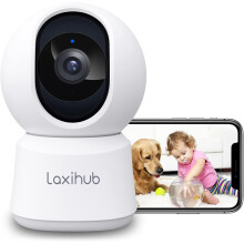 LAXIHUB 2K Wi-Fi Indoor Pet Camera No Monthly Fee,256GB Supports,Smart Home Cam,Baby Monitor,Motion Detection, Auto Tracking, Night Vision,Alarm,Two