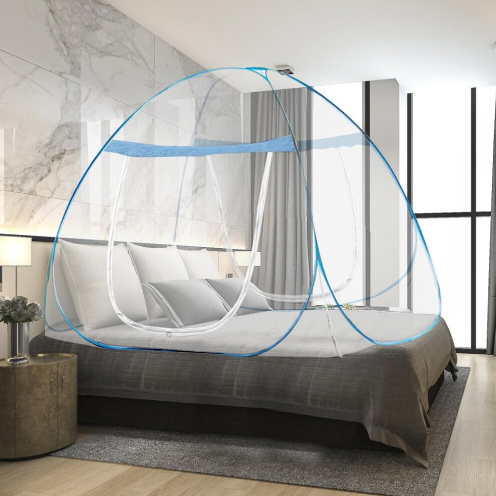 Mizikuu Mosquito Net For Bed, 180 * 200 * 150Cm Pop Up Mosquito Double Door Portability Foldable Mosquito Net Tent Bed Net With Net Bottom For Bedroo