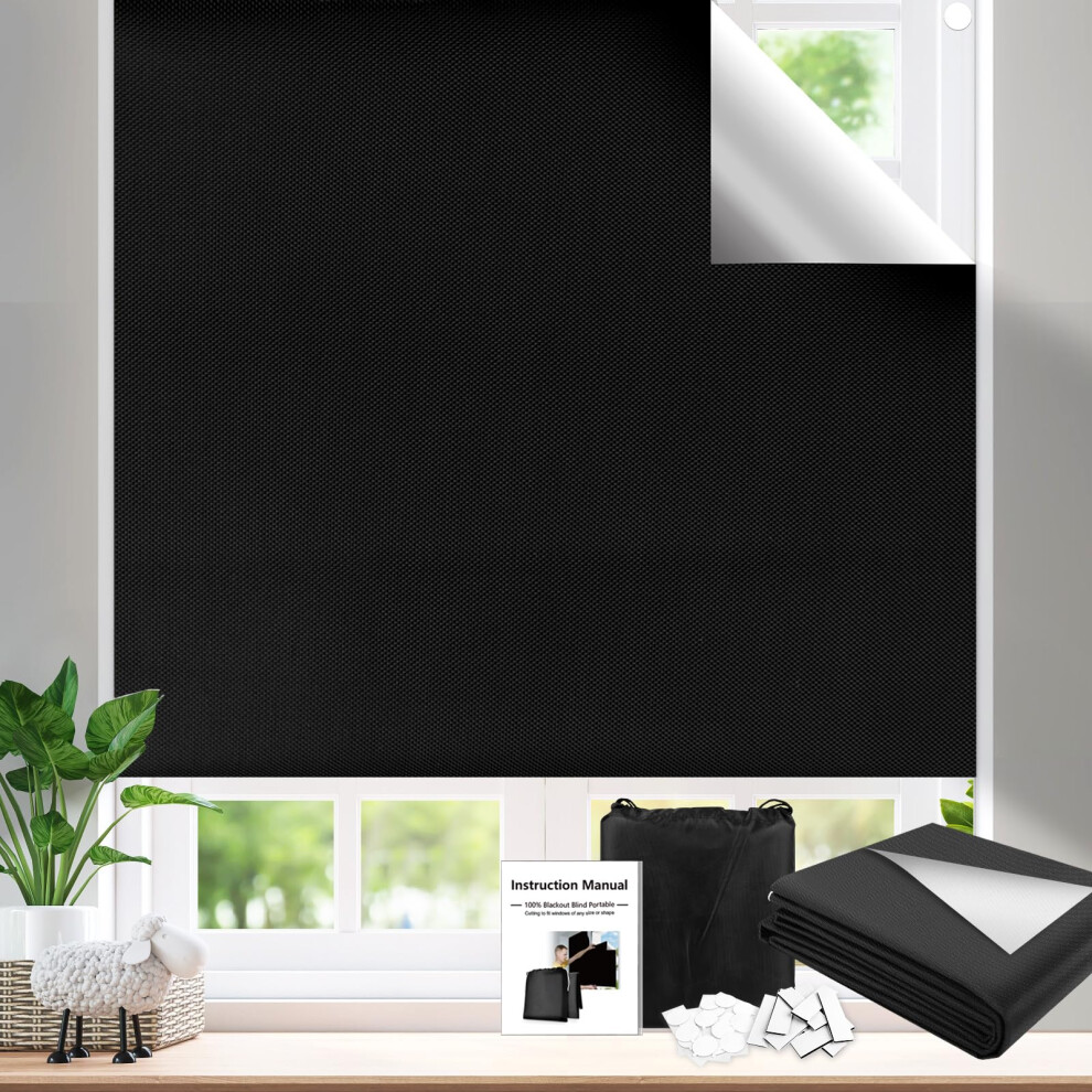 Digiroot 100% Blackout Blind 300X145cm, Portable Blackout Blinds Stick On For Wi