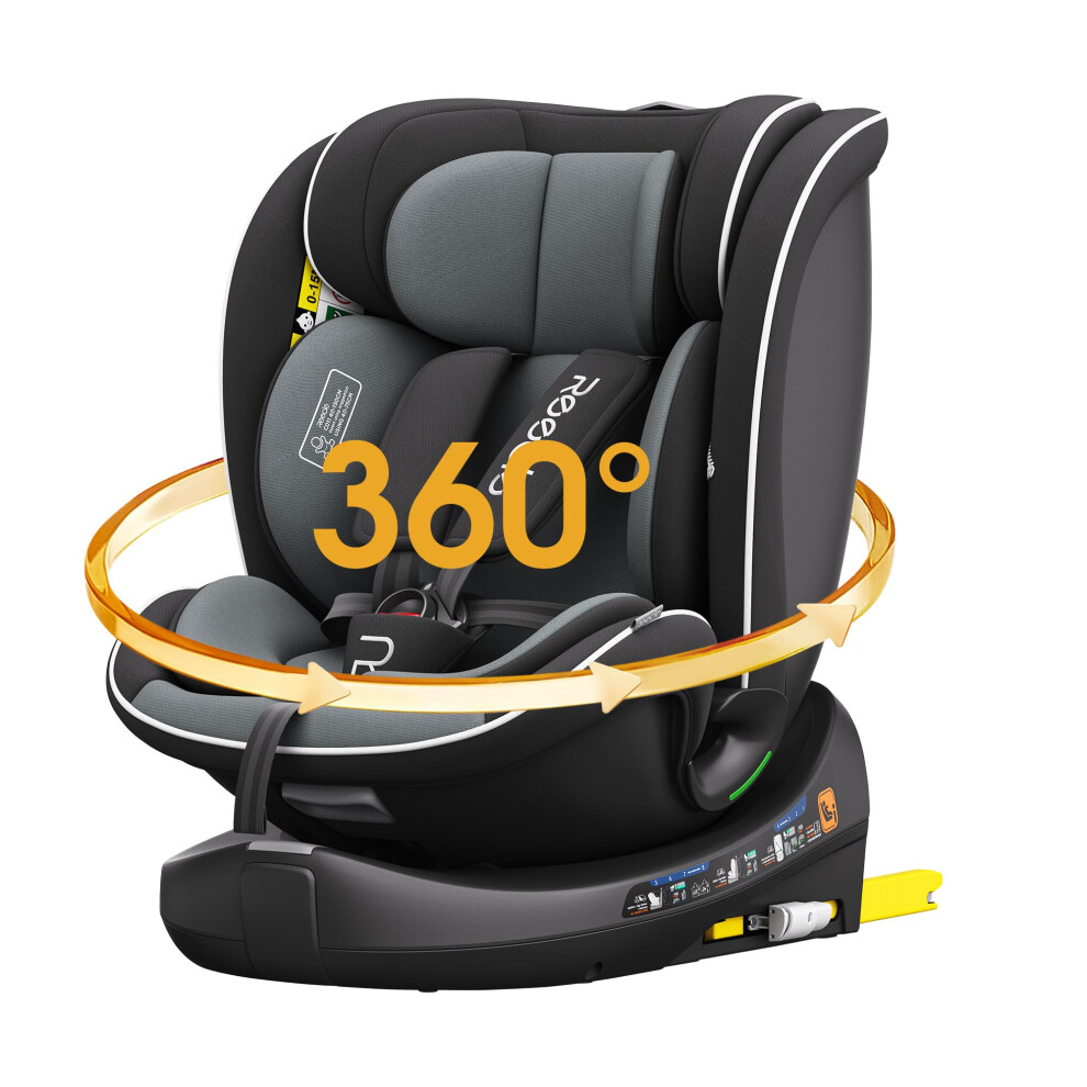I-Size 360 Swivel Baby Car Seat, 40-150Cm (0-12 Years), Compatible With Isofix (Black) Black Reecle