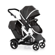 hauck Duett 2, Black - Baby & Toddler Tandem Pushchair with Raincover, Carrycot Convertible to Reversible Seat from Birth up to 15 kg & Second Seat f
