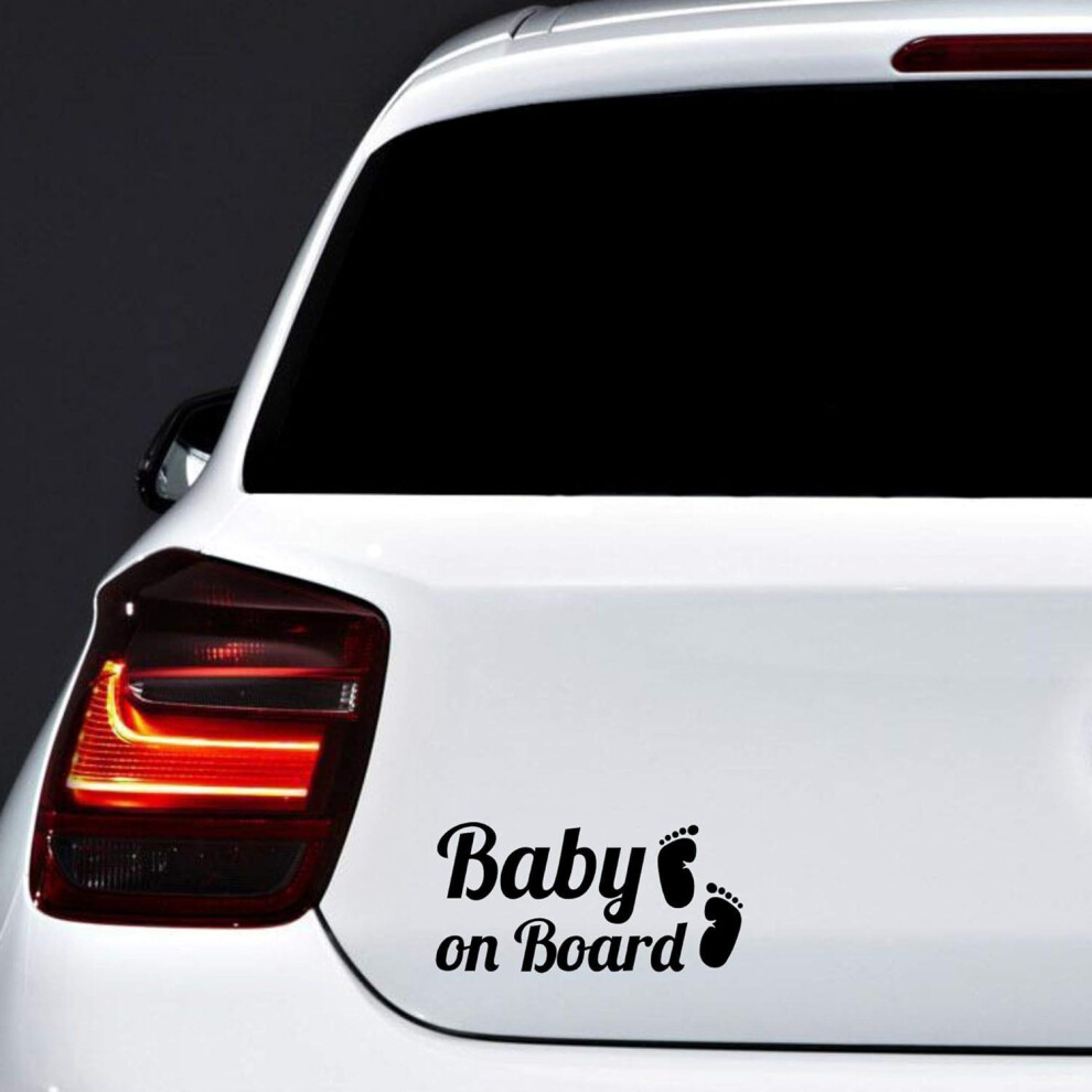 Baby On Board Sign Feet 2 Units | Baby On Board Sticker For Car Guaranteed Visibility Outside Rain And Sun Resistant (Black) Black Autodomy
