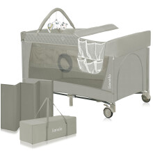 LIONELO Flower 2-in-1 Umbrella Bed - Changing Table, 2 Levels of Mattresses, Side Opening, Wheels, Compact Folding with Carry Bag, LockGuard System,