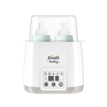 Dualit Double Baby Bottle Warmer & Steriliser | White and Grey | BPA Free | Multi-Functional | High Temperature Steam Clean | Fast Warming Baby Food