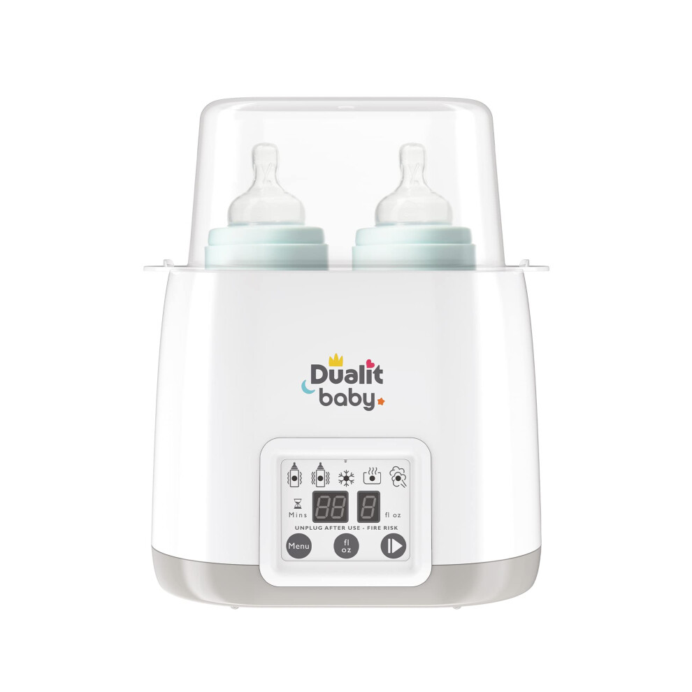 Dualit Double Baby Bottle Warmer & Steriliser | White And Grey | Bpa Free | Multi-Functional | High Temperature Steam Clean | Fast Warming Baby Food