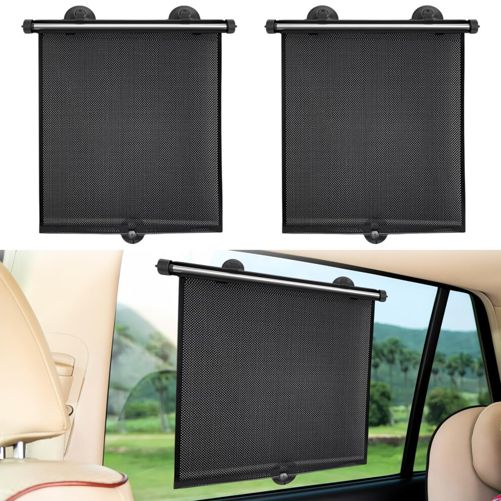 Vagcars Car Window Shades For Baby,2Pcs Car Window Shades,Retractable Roller Sunshade For Kids,Sidewindow Sun Shade With Suction Cups,Blocks Heat And Uv Rays
