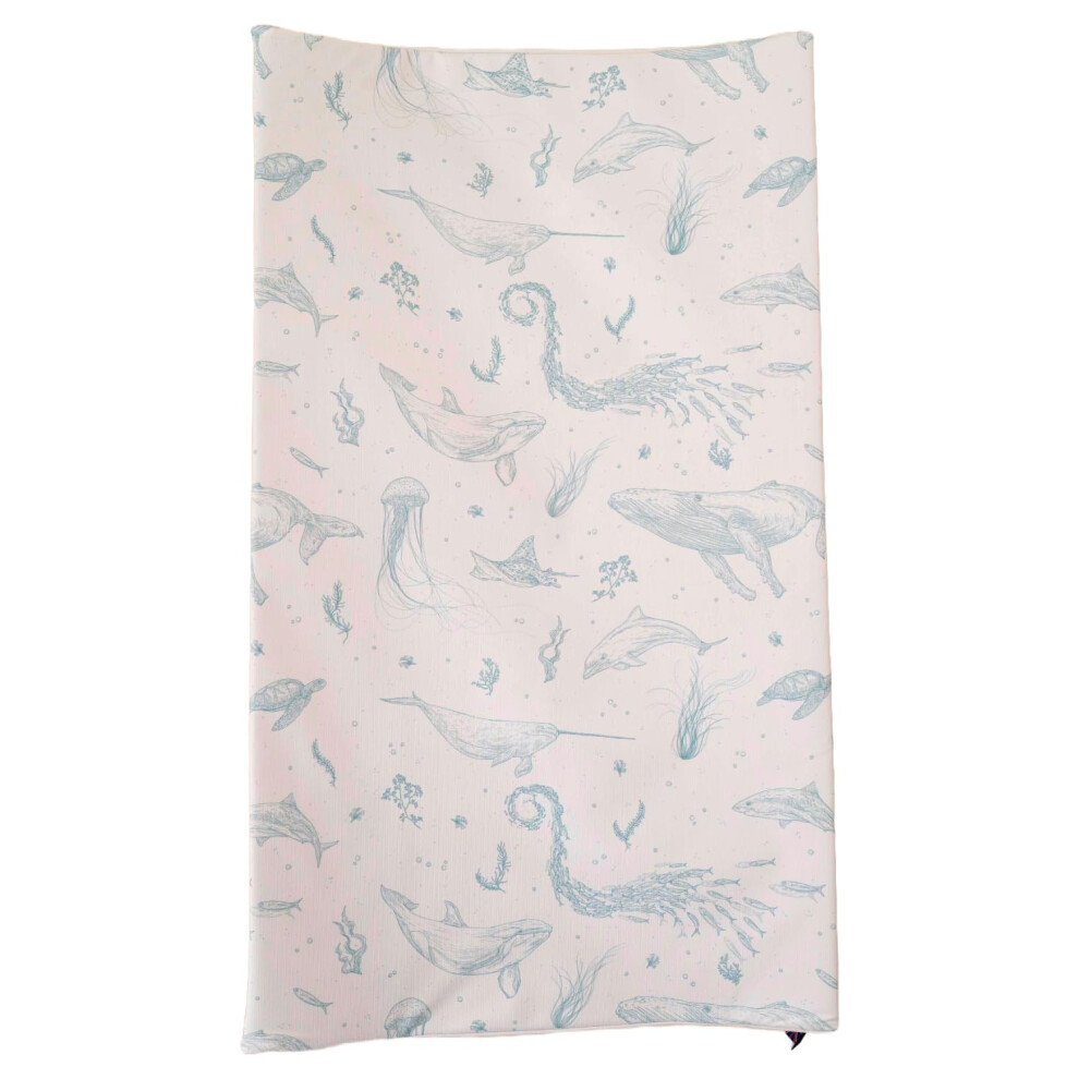 The Gilded Bird Wedge Baby Changing Mat w/Raised Sides, Change Pad, 69cm x 44cm, Extra Thick, Wipeable (Under The Sea White)-image-OPC-PVH9DNF-NEW