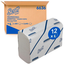 Scott Essential Hand Towels, Narrow Fold White Paper Towels for