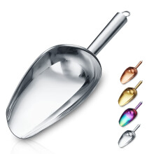 Berglander Stainless Steel Ice Scoop 6 OZ, Multipurpose Scooper for Kitchen, Bar, Party, Wedding, Pet, Animal, Dog Food, Beach Shovel (Silver)