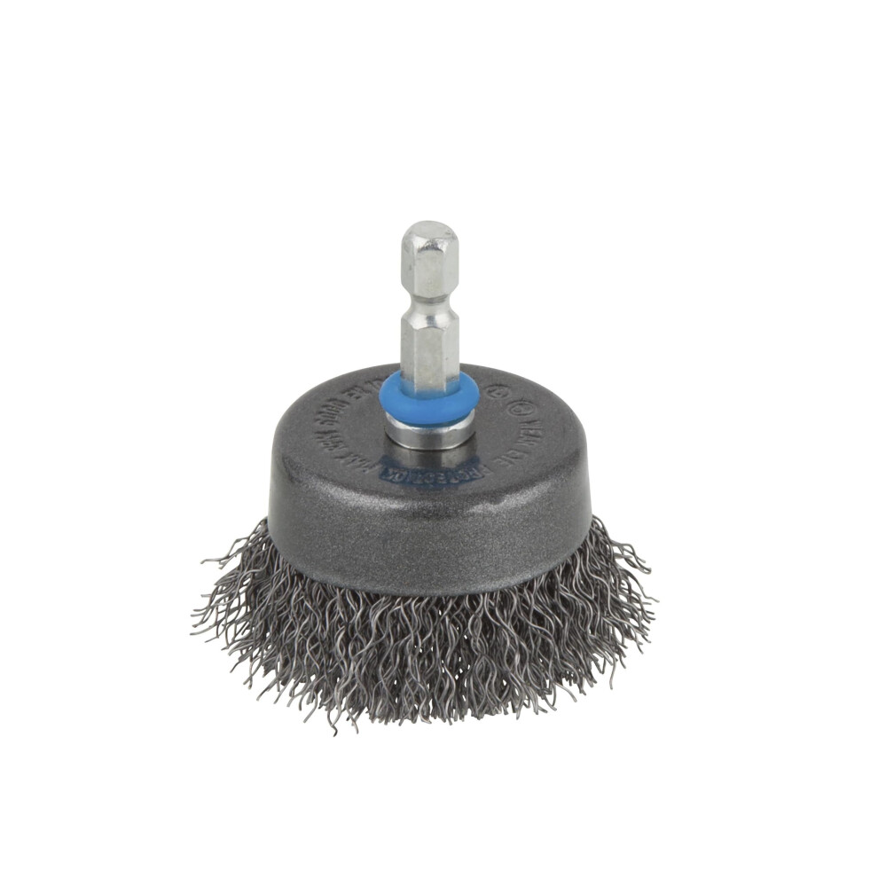 Wolfcraft Wire Cup Brush For Drill - 50 Mm, 1/4 In Hex Shank, Wire Brush Drill Attachment For Rust Removal, Derusting, Weld Prep On Metal, Wood & Sto